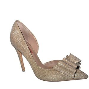 BETSEY JOHNSON Prince d'Orsay PARISSS Glitter Bow HIGH HEEL Pumps Size 7